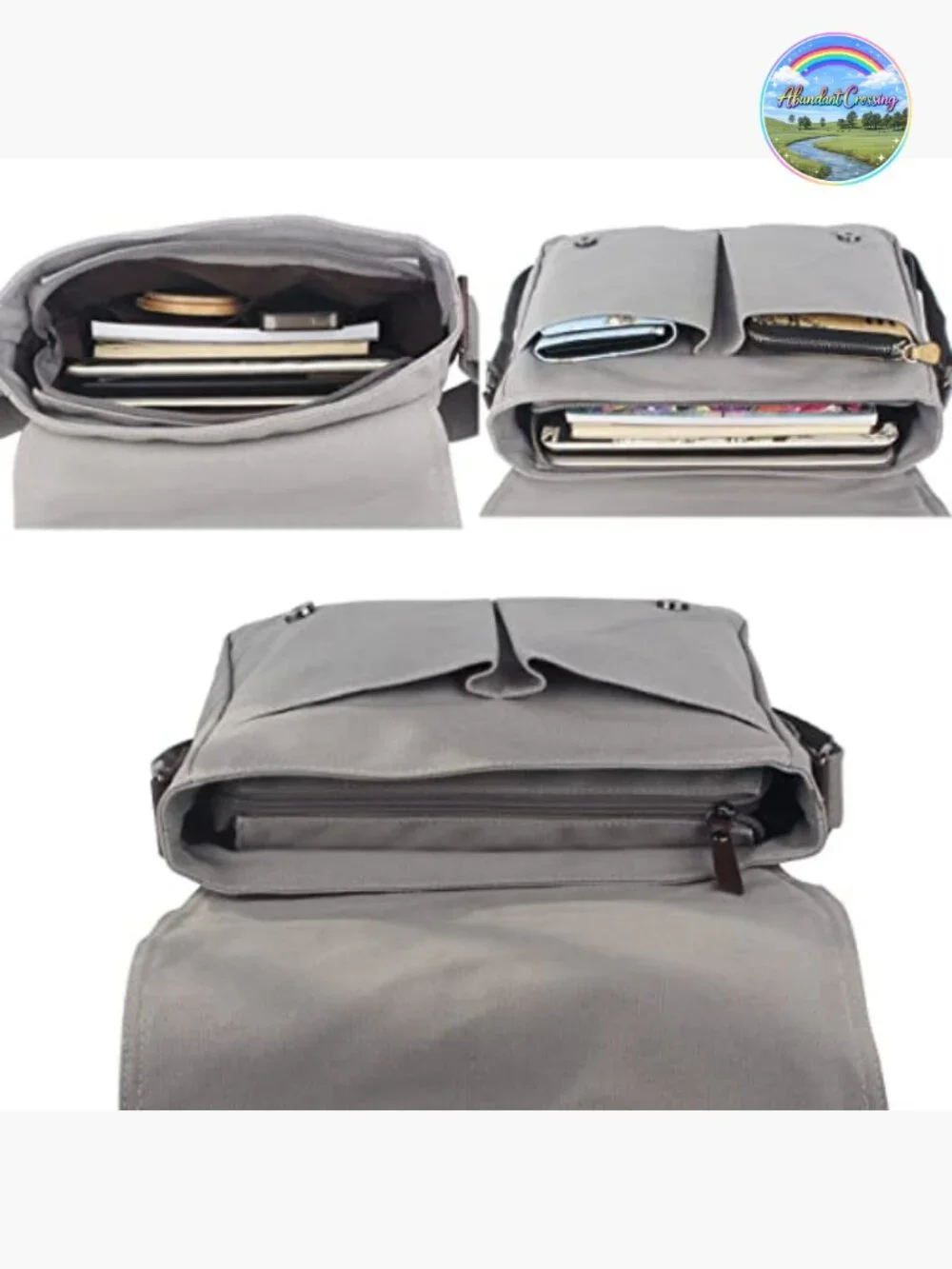 Canvas Messenger Bag with Cat Pattern Shoulder Bag Crossbody Satchel School Bag